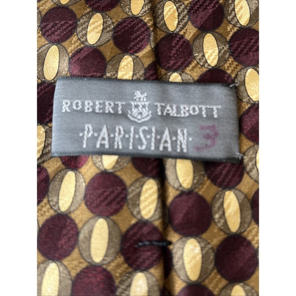 Robert Talbott Parisian 4" Burgundy Gold Geometric Silk Neck Tie Quiet Luxury - Picture 4 of 6